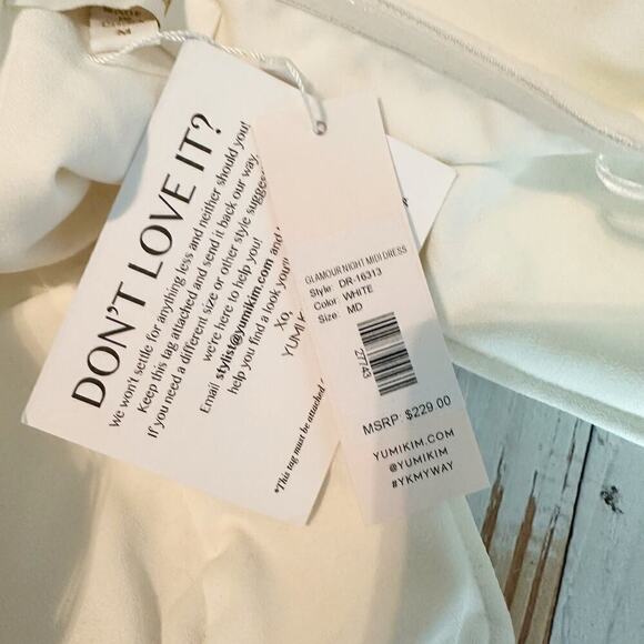 Yumi Kim Glamour Strapless White Midi Dress Size Medium - Picture 6 of 10